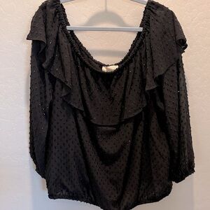 NWT Michael Kors Black Ruffled Blouse